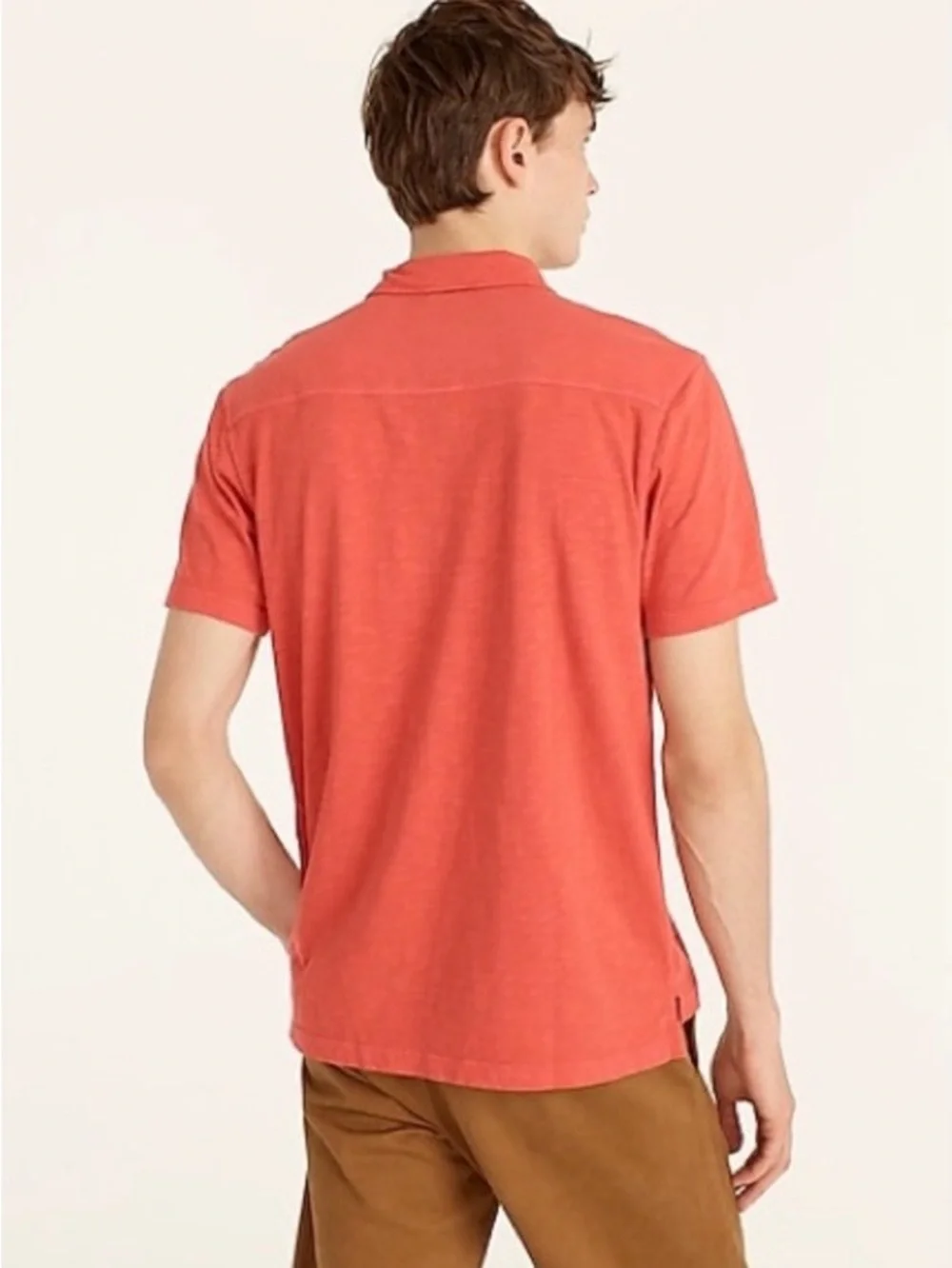 J. Crew Harbor Shirt 100% Cotton Garment Dyed Coral Salmon Camp Collar NWT L